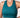 Teal sports bra worn by a person on a plain background