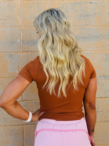 Golden Hour Essential Short-Sleeved Micro-Ribbed Athleisure Top