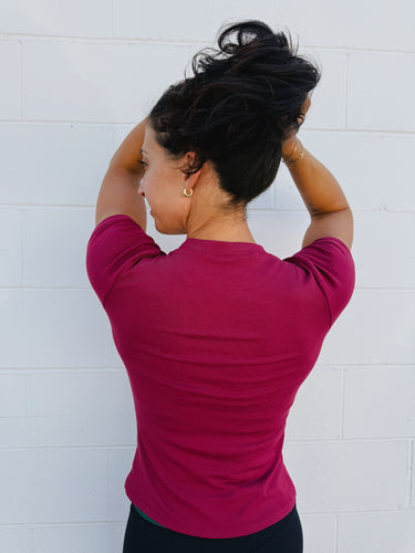 Brambleberry Essential Short-Sleeved Micro-Ribbed Athleisure Top
