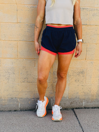 Navy Double Layer Nylon Shorts
