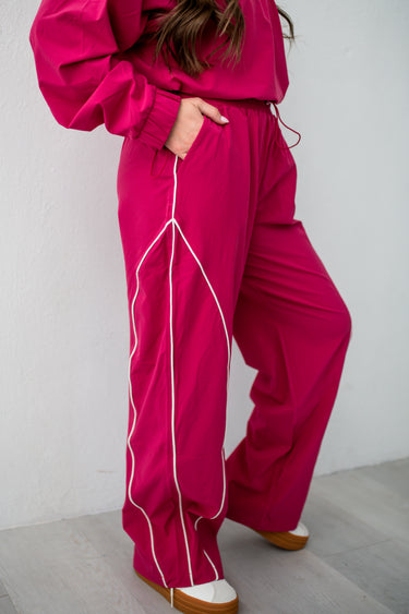 Plum Pink Curved Classic Track Pants