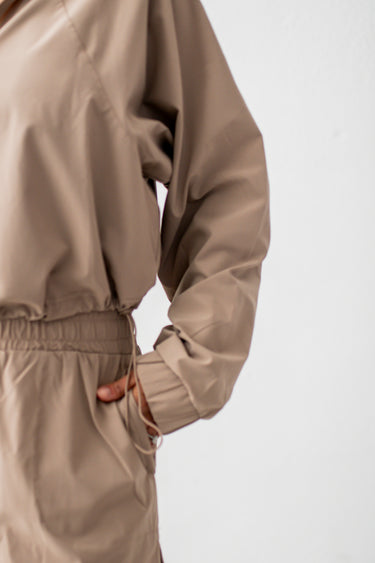 Silken Taupe Sculpt Half Zip Pullover