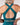 Person wearing a teal sports bra and leggings with a plain background